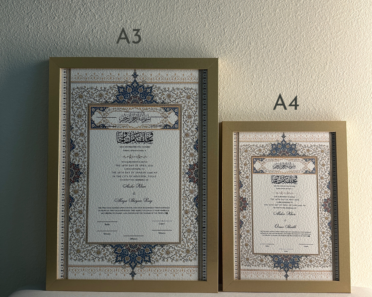 Luxury Nikkah Certificate - BAHAAR Blue