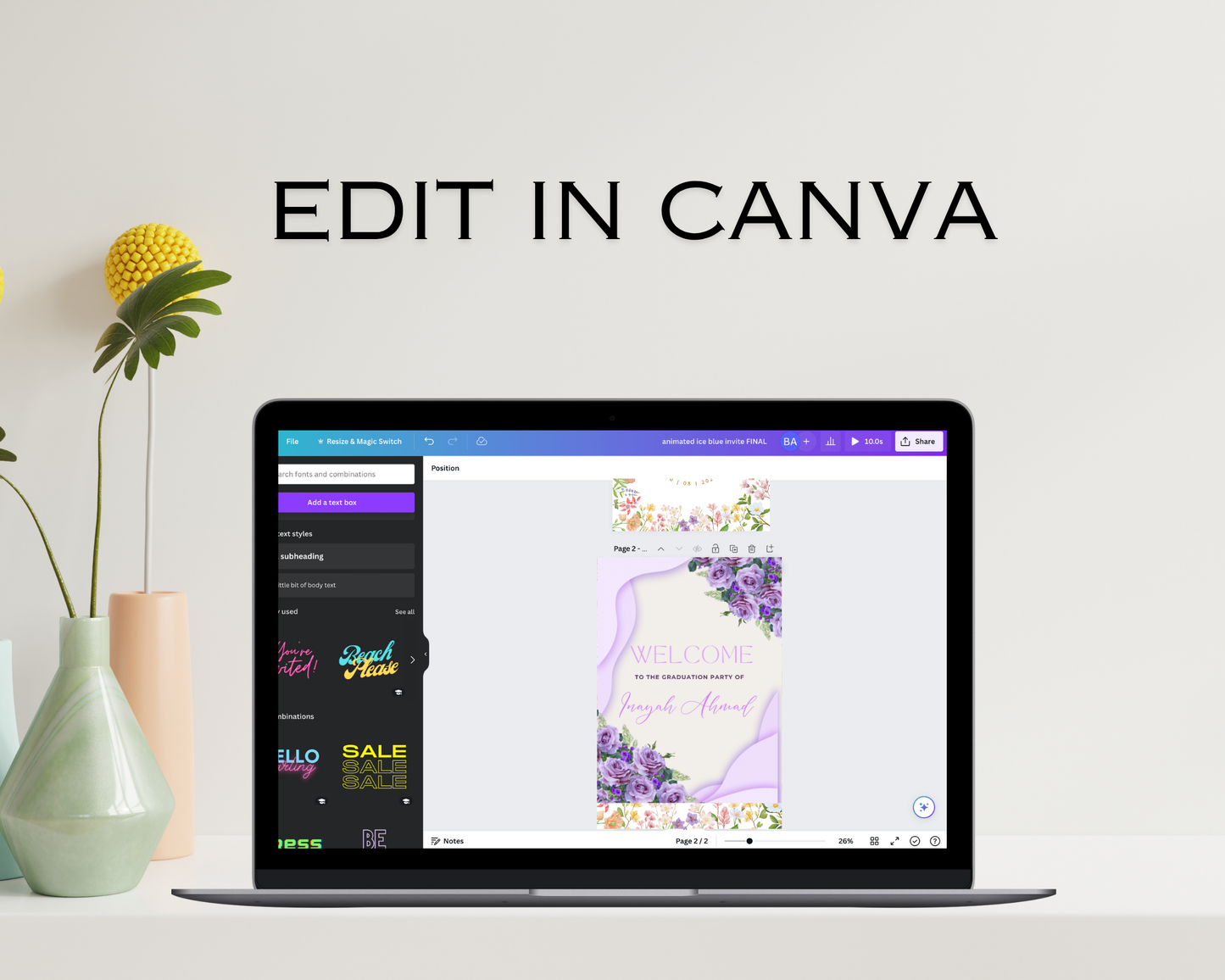 Purple Floral Sign
