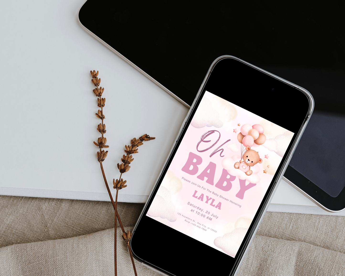 Pink Bearly Baby Shower Invite