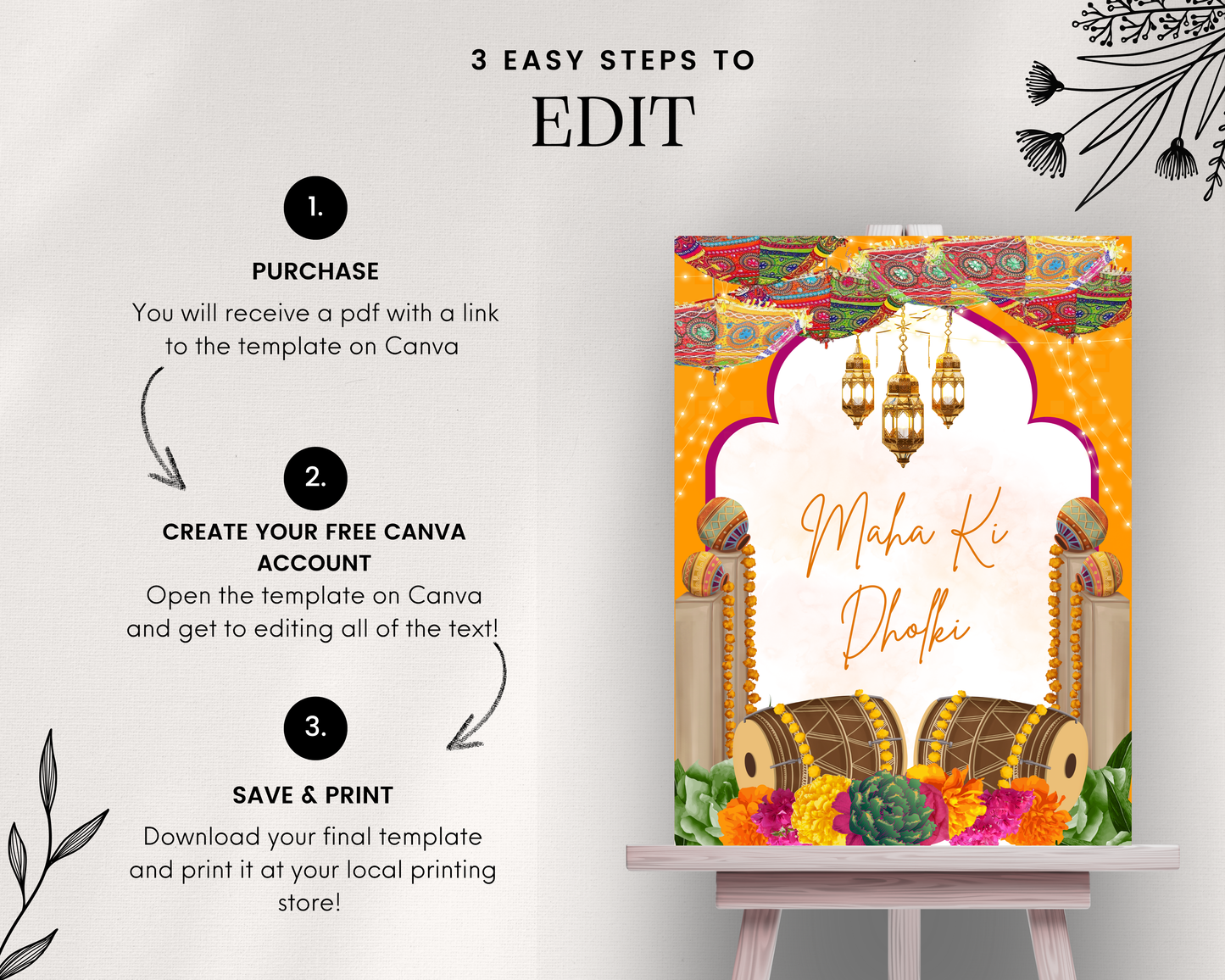 Digital Dholki Welcome Sign