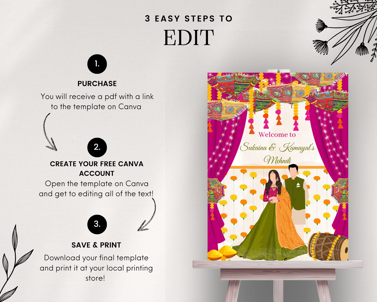 Digital Welcome Signage for Mehndi Mayoun Dholki