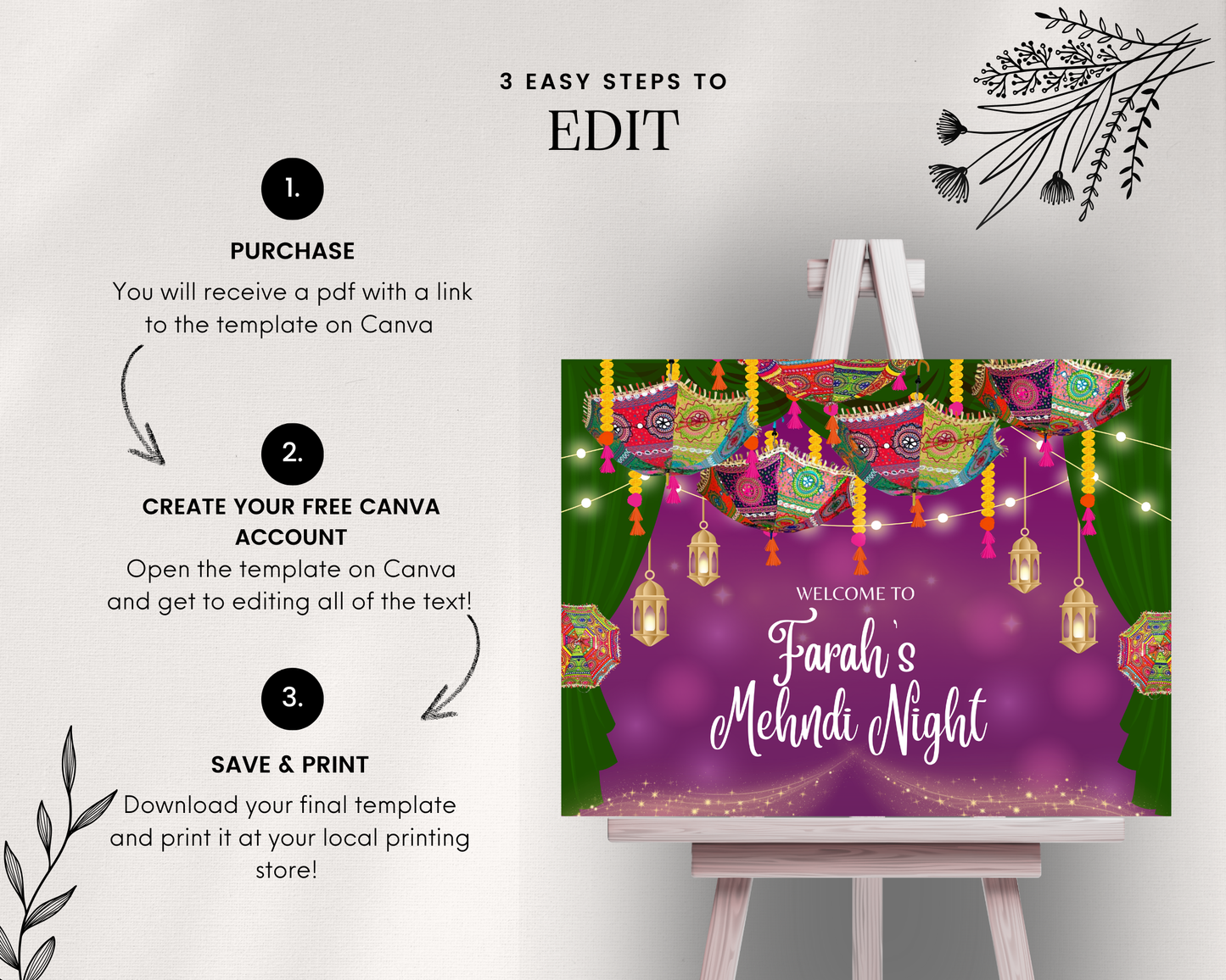 Digital Welcome Signage For Dholki Mehndi