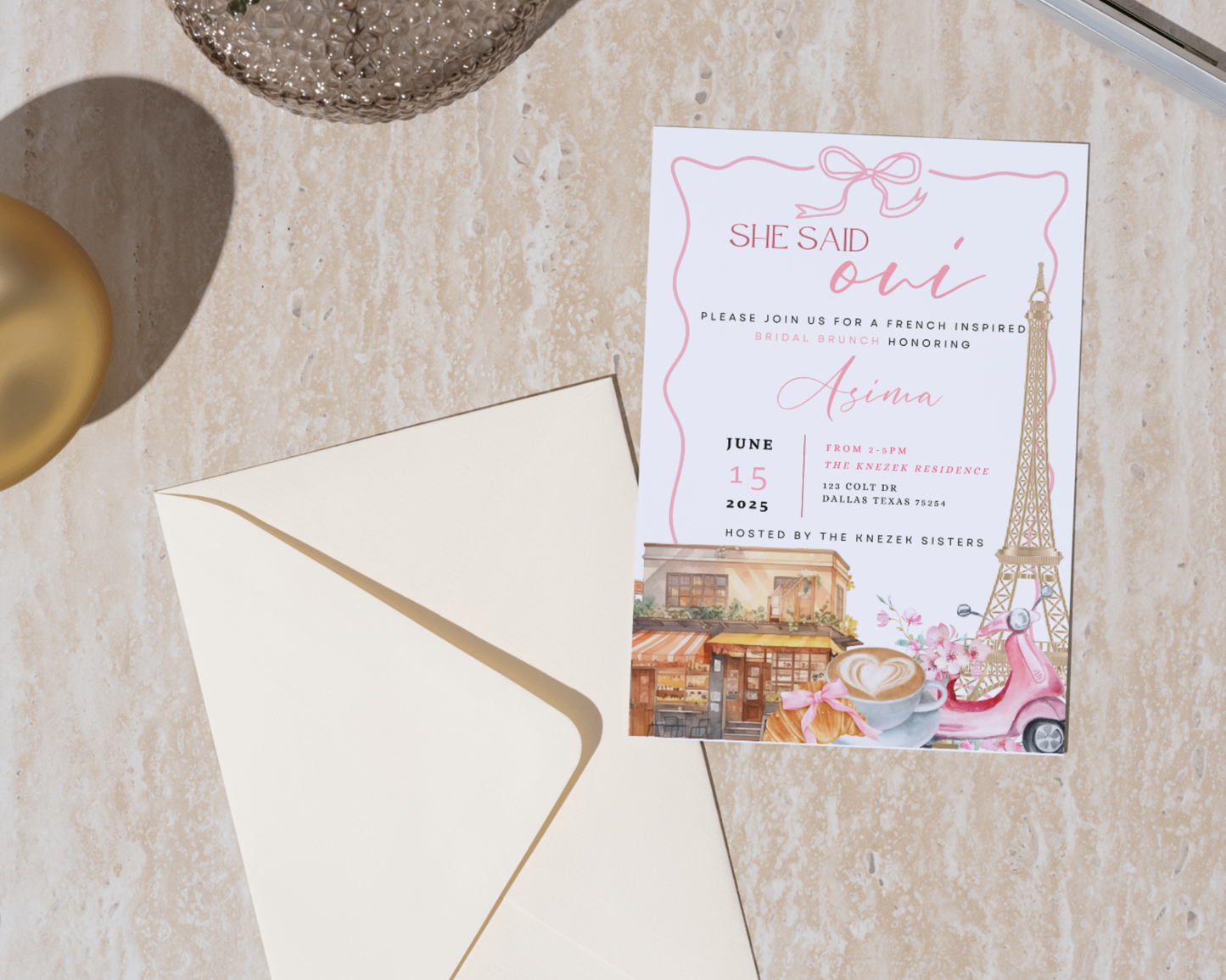 Parisian Bridal Brunch Invite