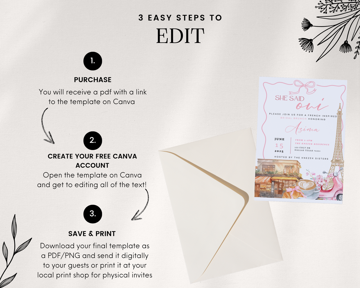 Parisian Bridal Brunch Invite