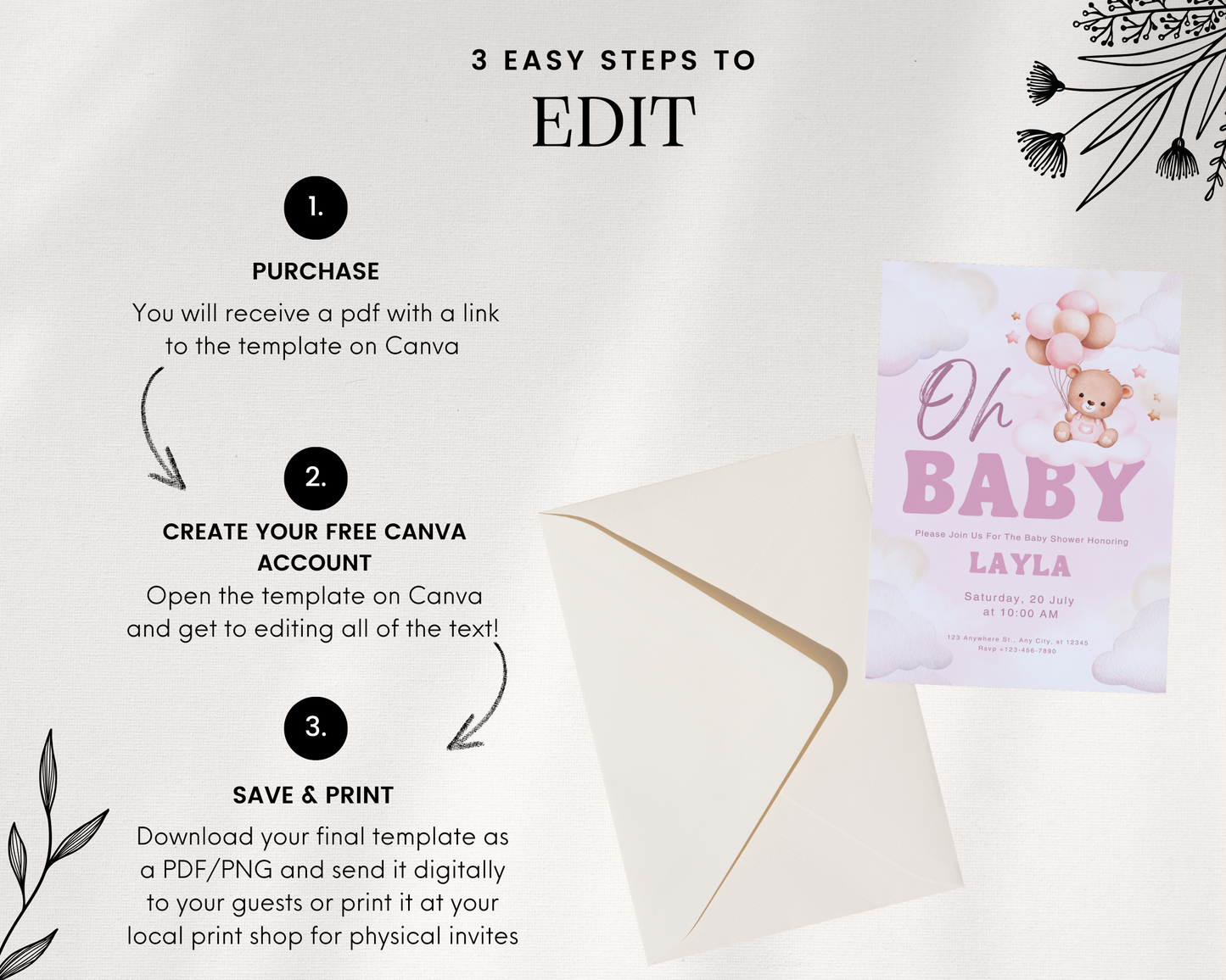 Pink Bearly Baby Shower Invite