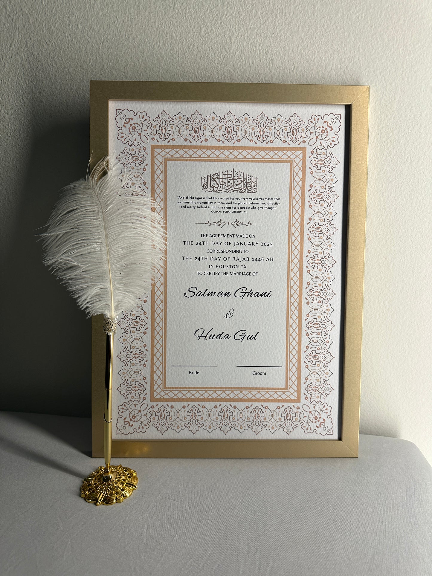 Luxury Nikkah Certificate - Shab Gold