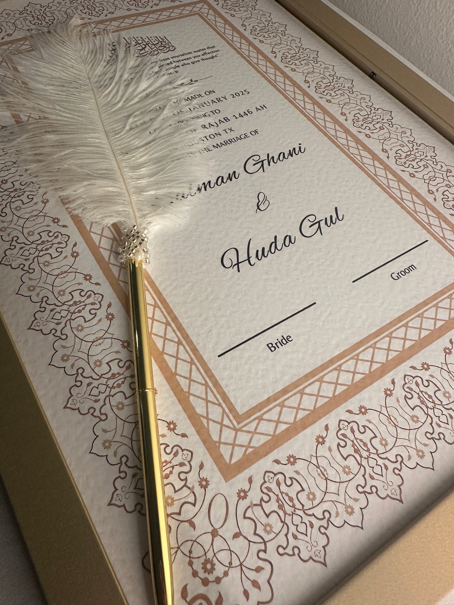 Luxury Nikkah Certificate - Shab Gold