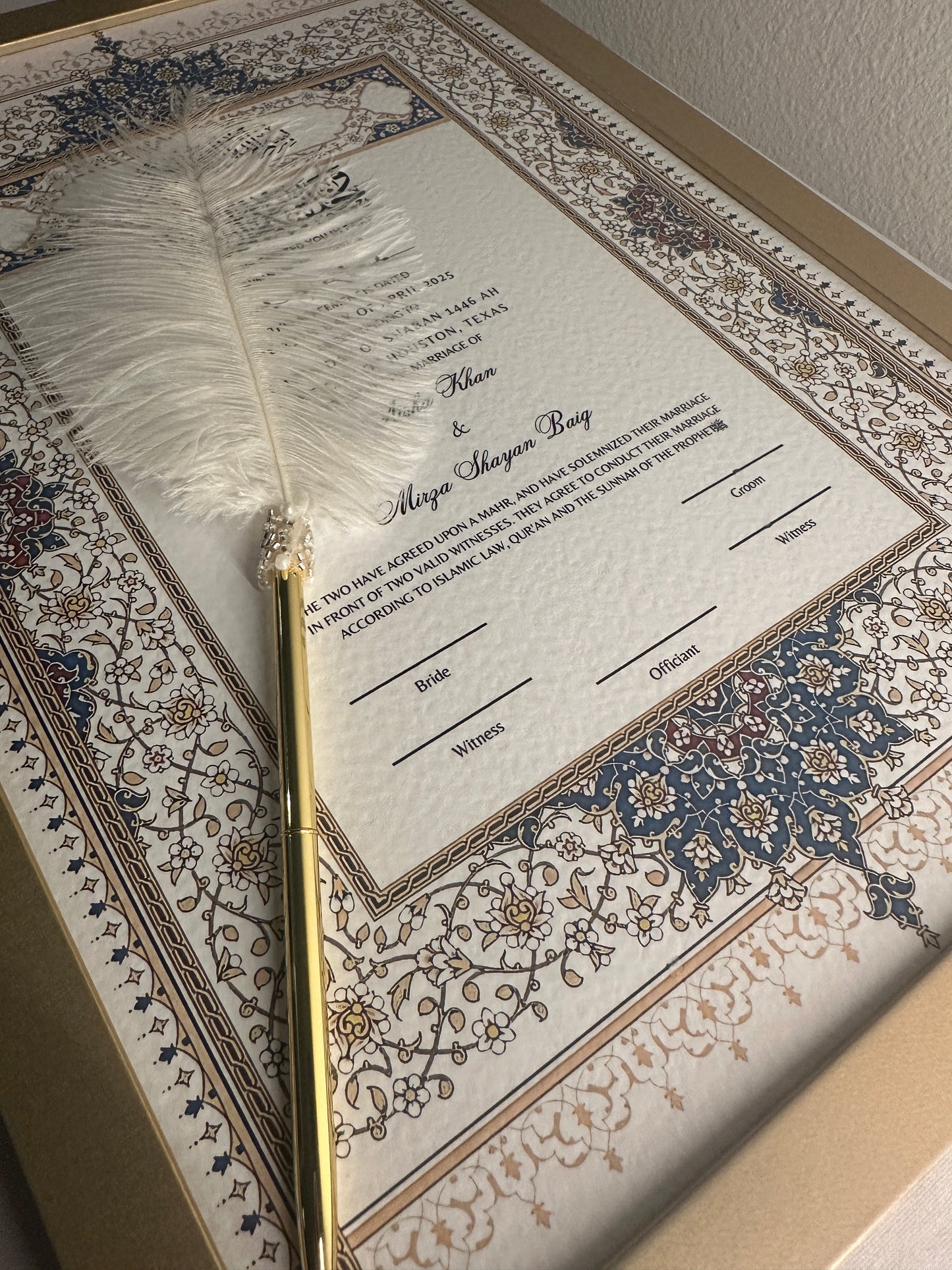 Luxury Nikkah Certificate - Bahaar Blue