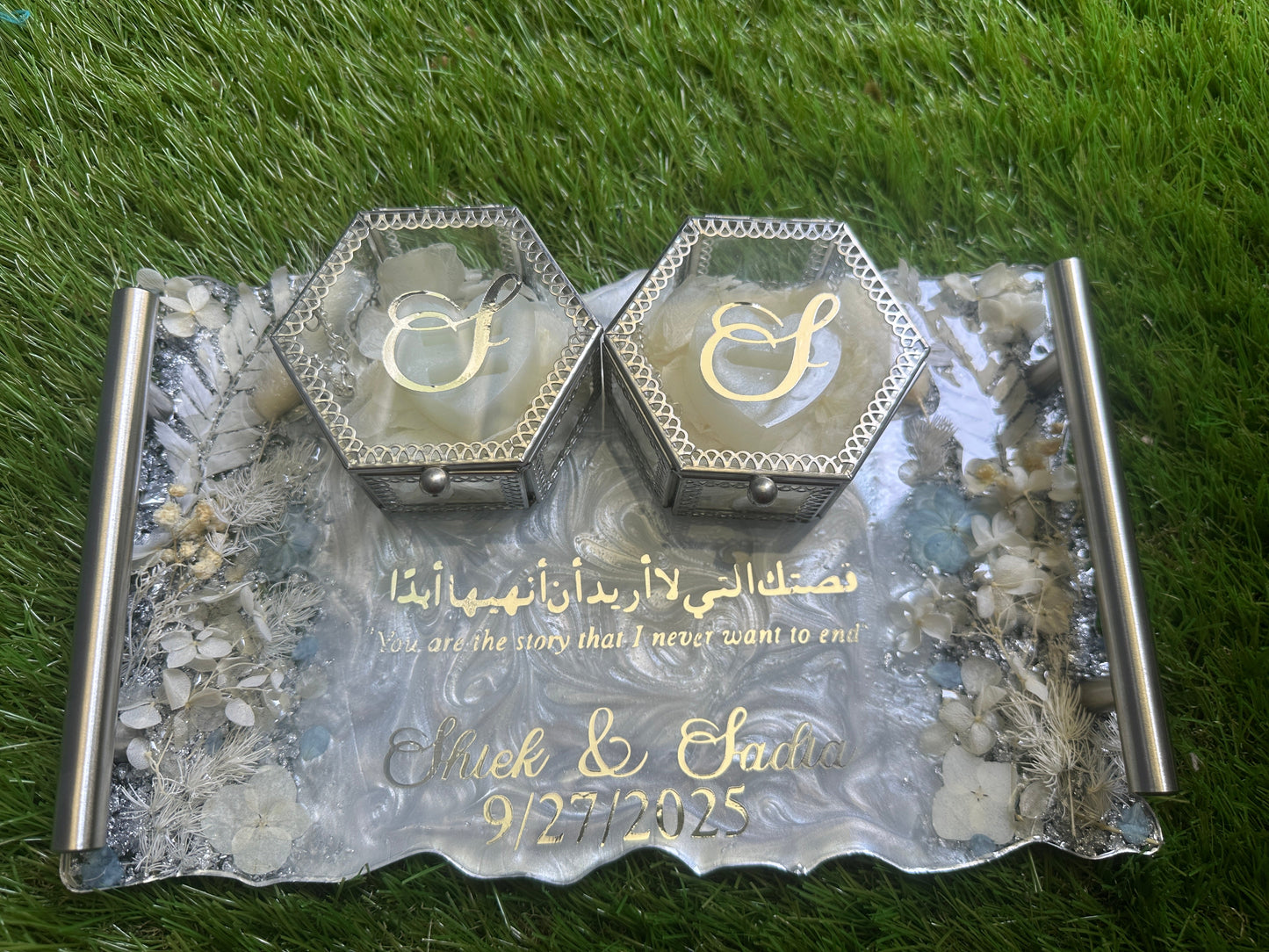 Silver Rectangle Resin Tray