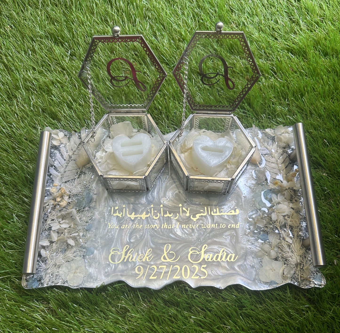 Silver Rectangle Resin Tray