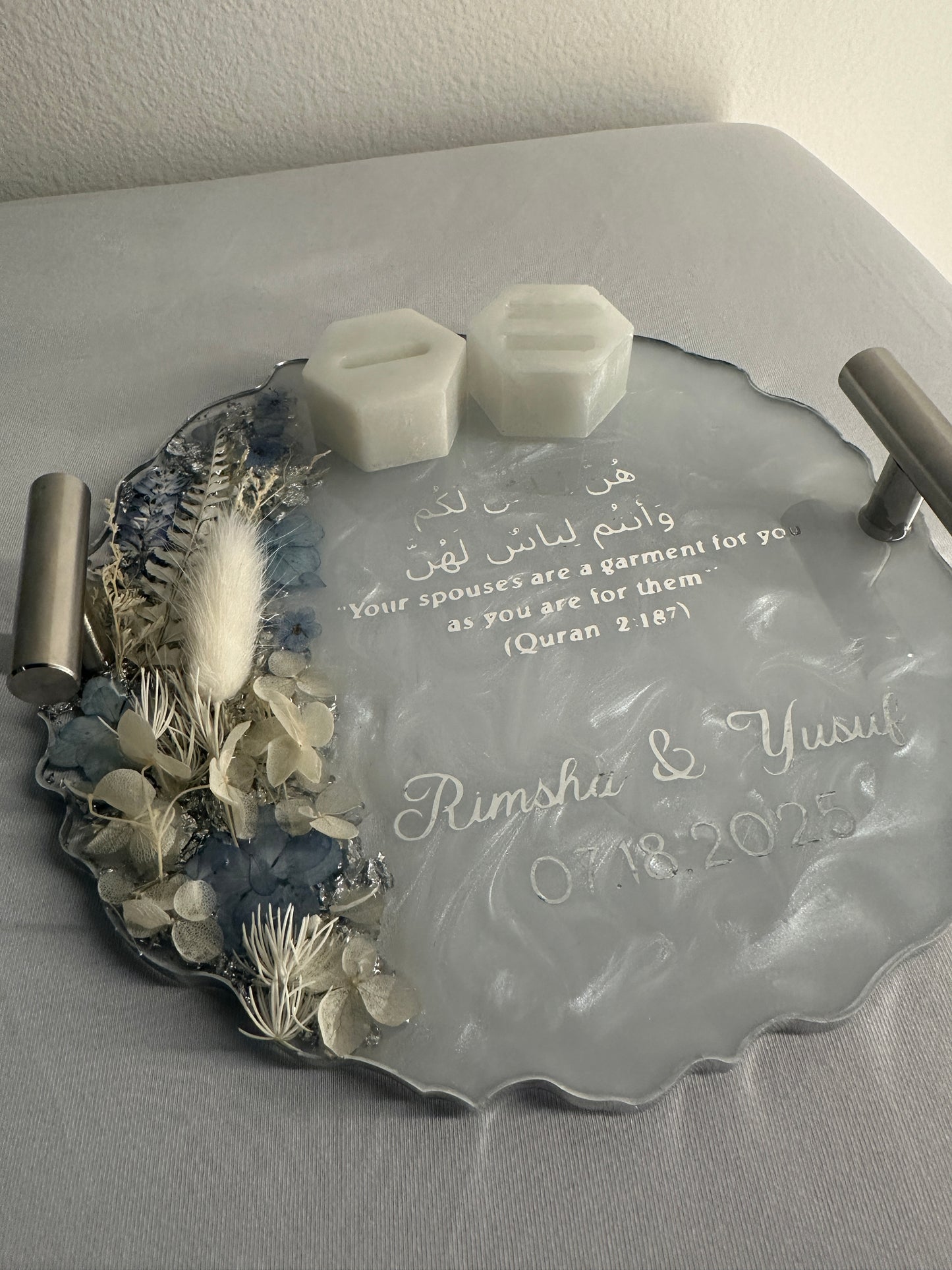 Silver Mandela Round Resin Tray
