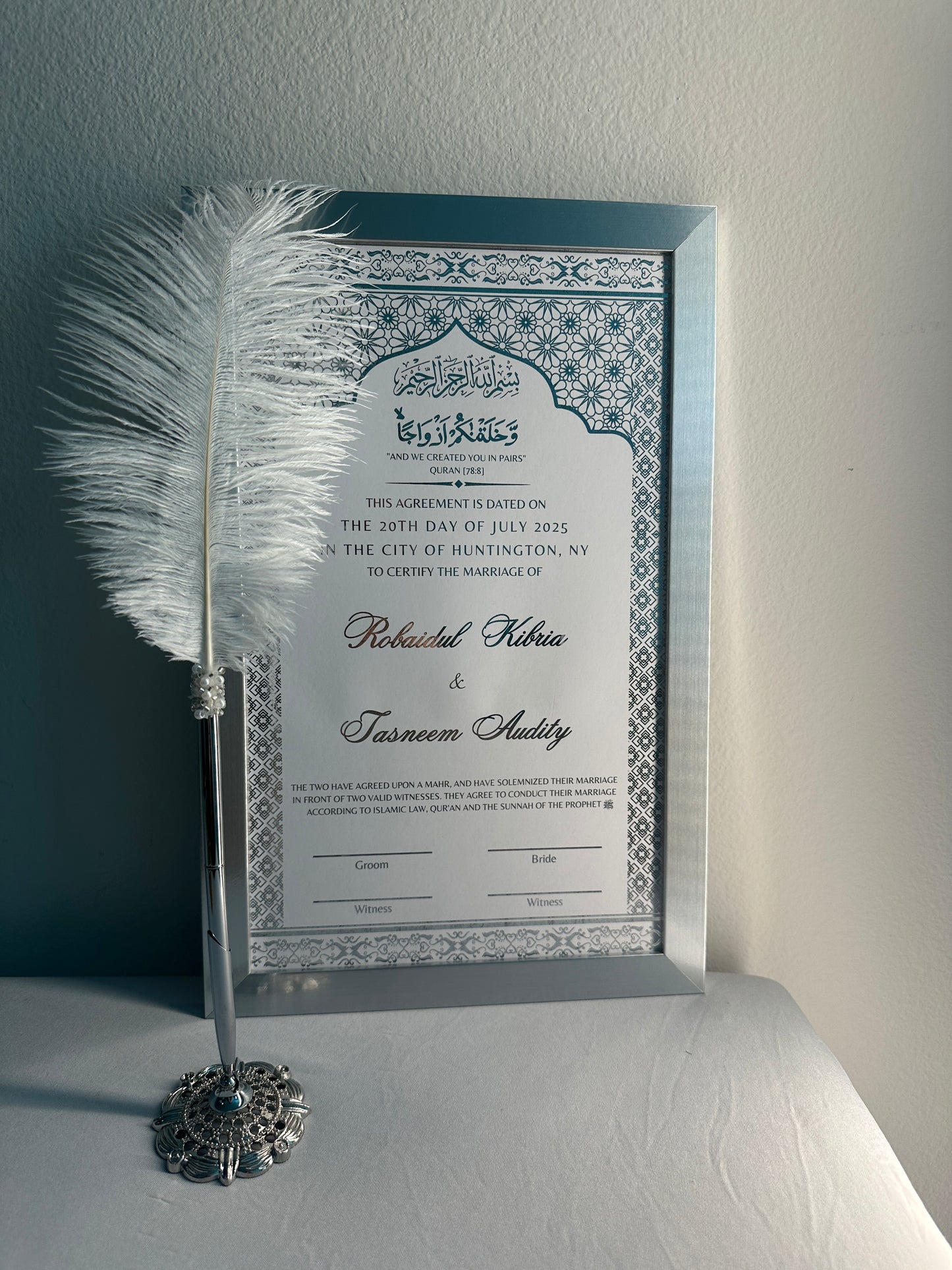 Luxury Nikkah Certificate - ZIYA (Silver Foiled)