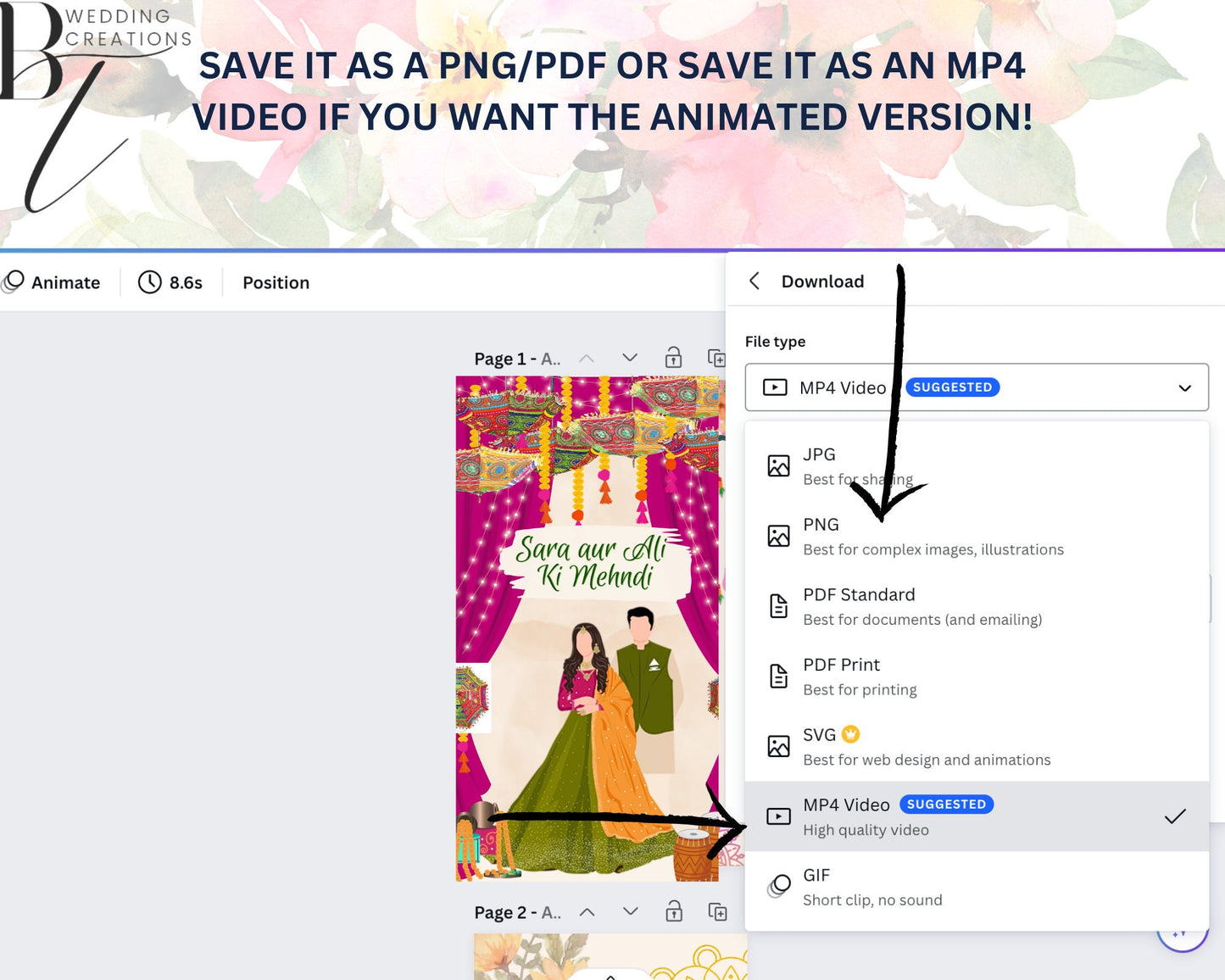 Animated Digital Mehndi Mayoun Mayun Haldi Dholki Invitation Card Muslim Desi Indian Wedding Events Template Floral Dhol