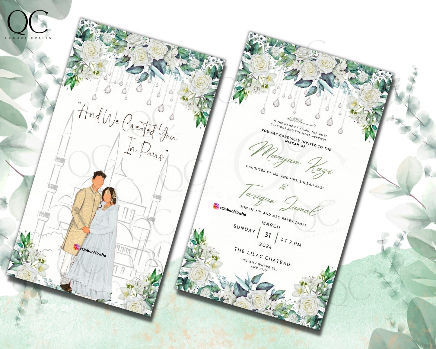Animated Digital Muslim Wedding Invitation Template Nikkah Shaadi Baraat, Wedding Invitation, islamic Wedding Invite, einvite Editable