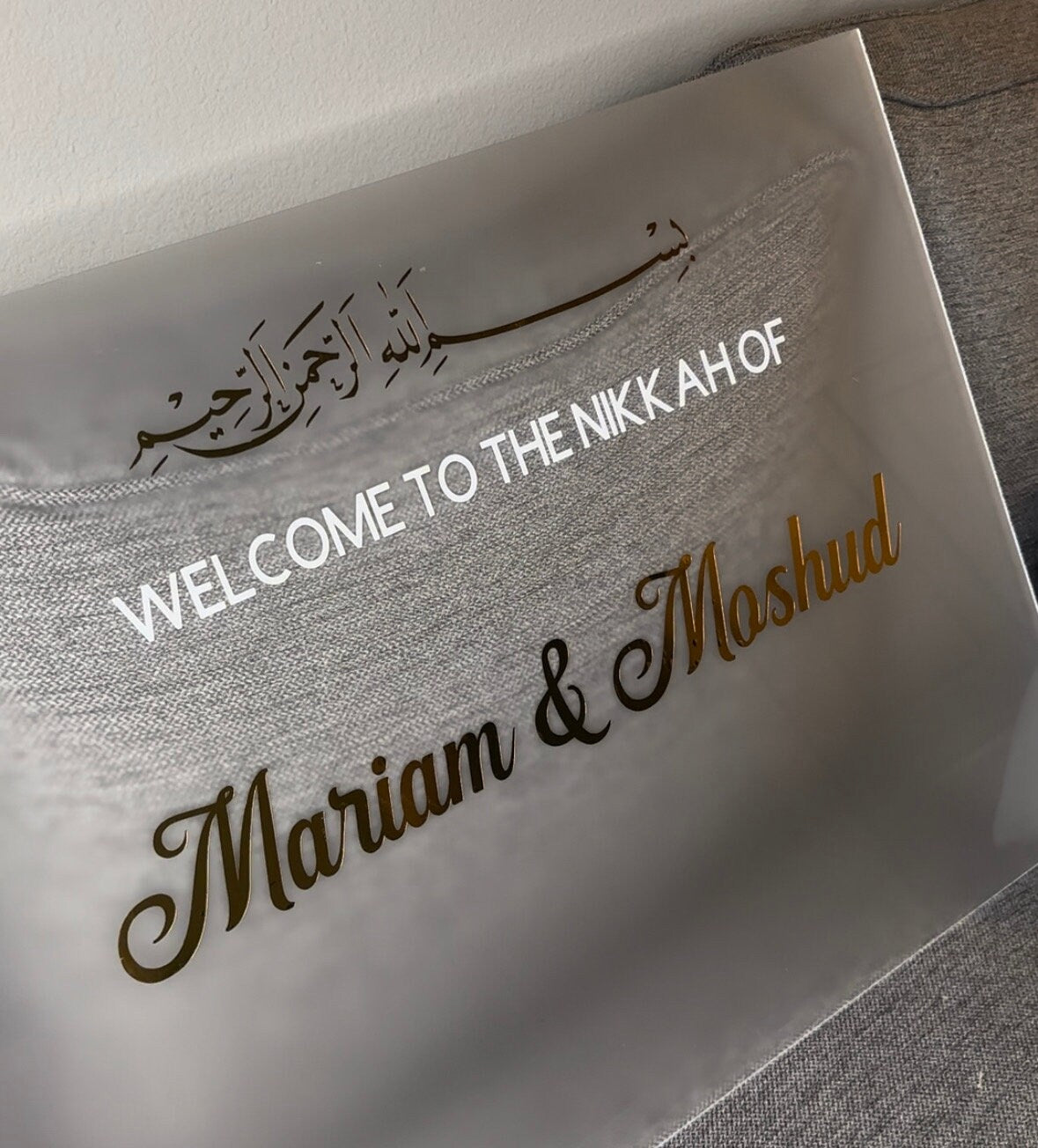 Acrylic Wedding Welcome Sign, Personalized Arabic Calligraphy, Nikkah Sign, Engagement Sign, Acrylic, Islamic Wedding Sign, Islamic Art