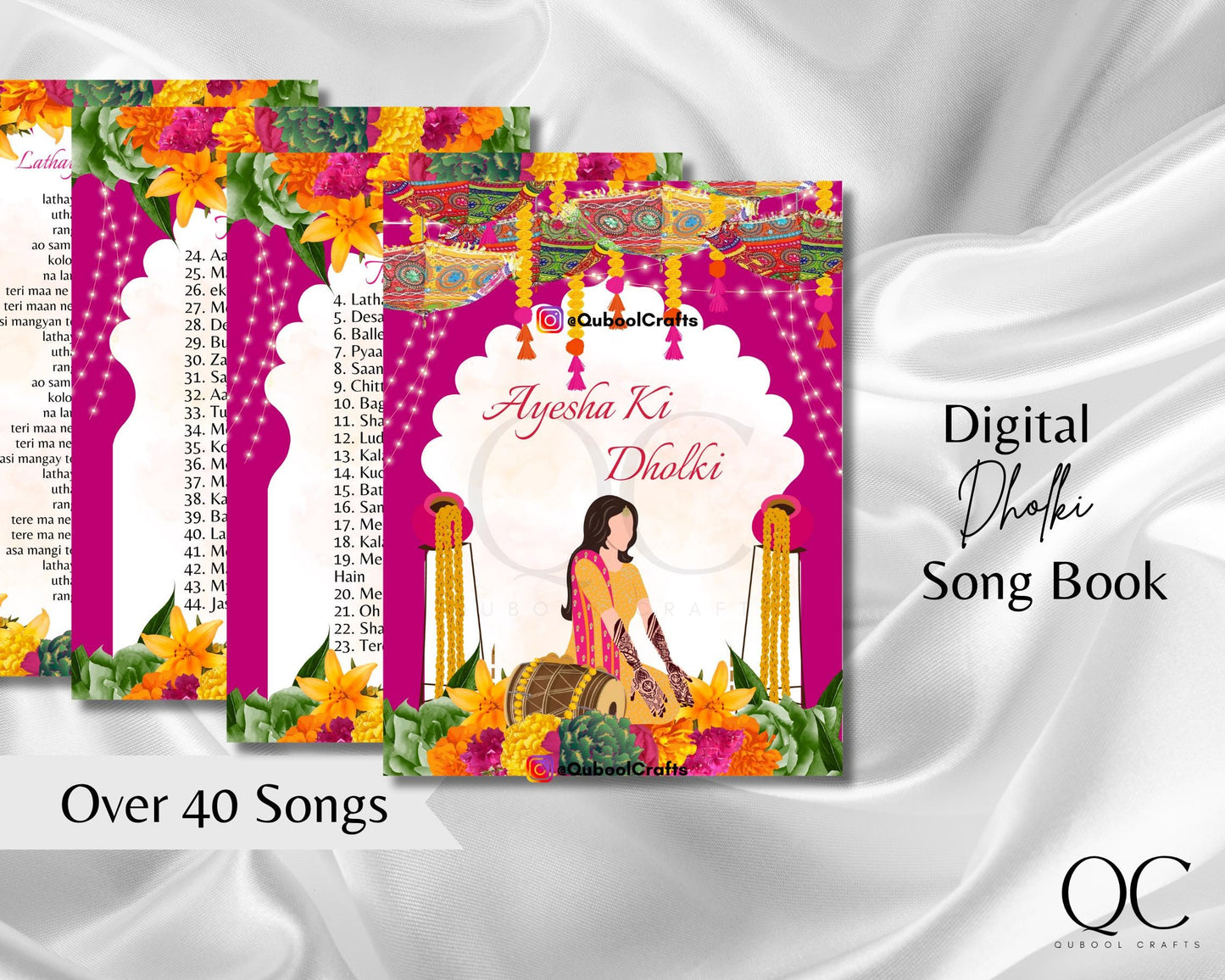 DIGITAL DOWNLOAD Modern Dholki Book, Mayoun Mehndi Song Book Desi Song Book, Dholki Songs Lyrics Book, Colorful Muslim Desi Template Dholak