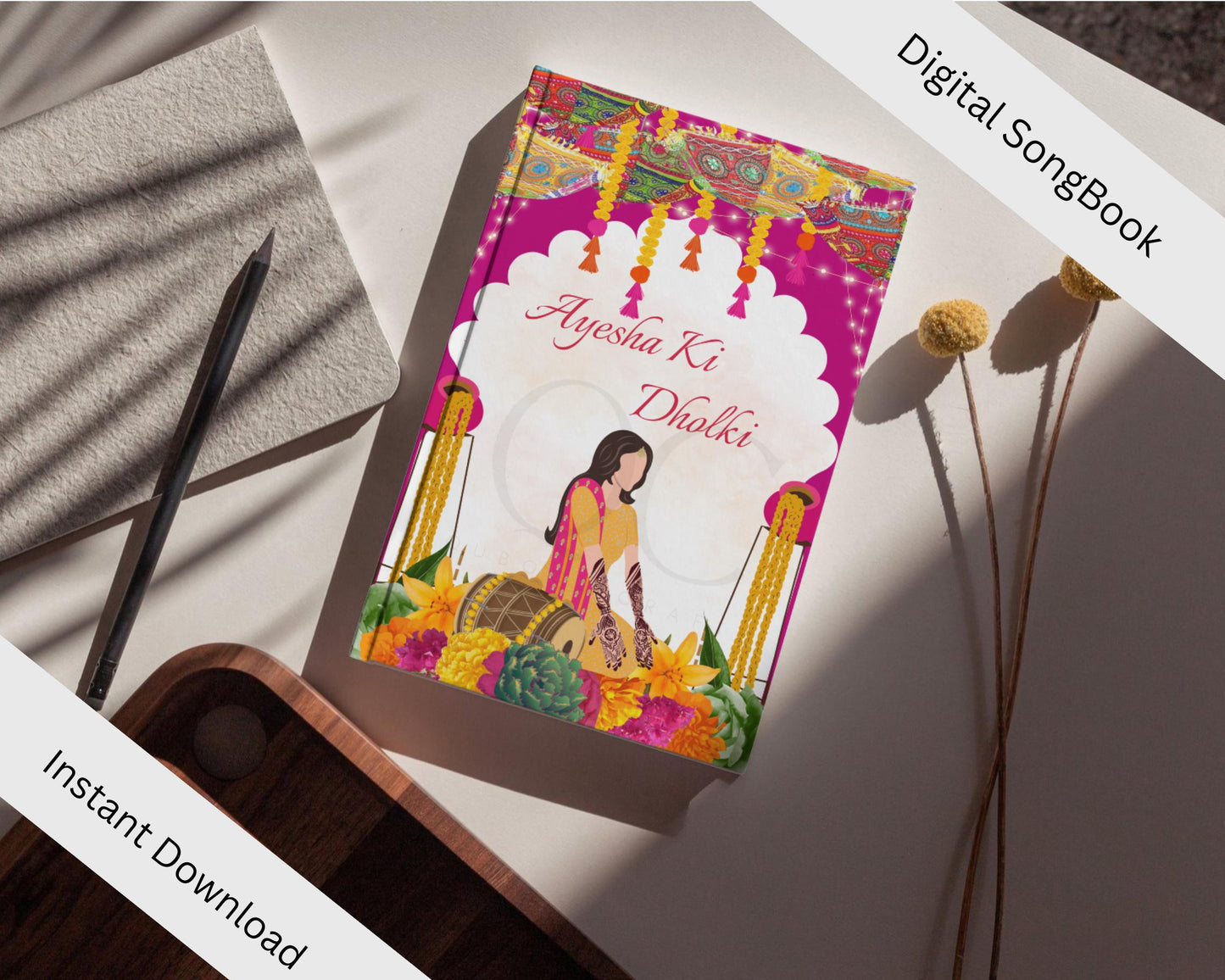 DIGITAL DOWNLOAD Modern Dholki Book, Mayoun Mehndi Song Book Desi Song Book, Dholki Songs Lyrics Book, Colorful Muslim Desi Template Dholak