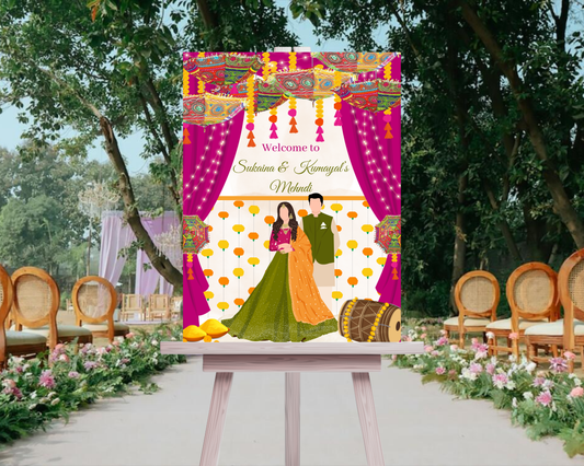 Digital Welcome Signage for Mehndi Mayoun Dholki