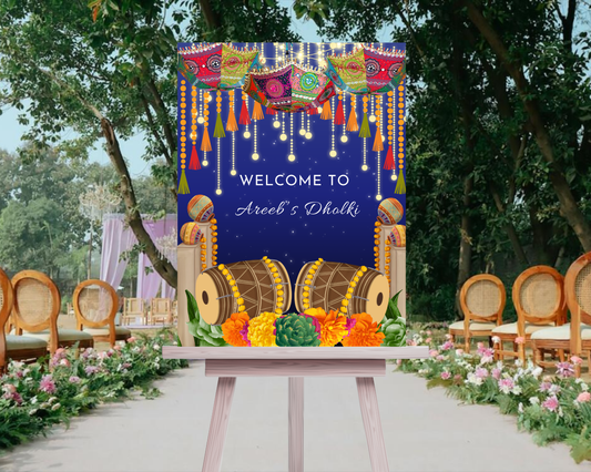 Digital Dholki Night Welcome Sign