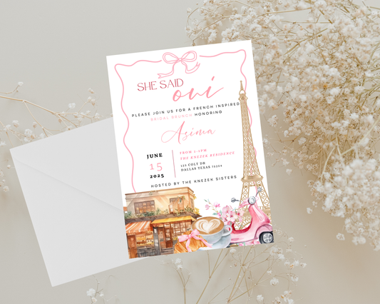 Parisian Bridal Brunch Invite