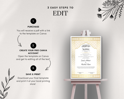 A3 Digital Luxury Nikkah Certificate - Ziya (Gold)