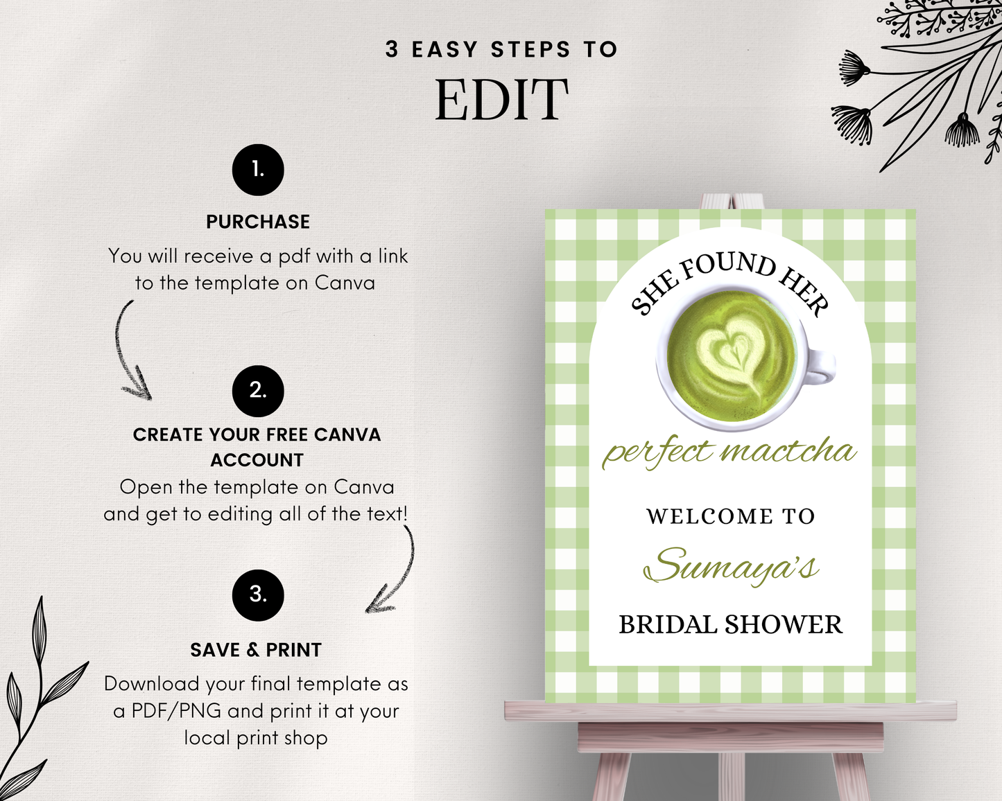 Perfect Matcha Bridal Shower Sign