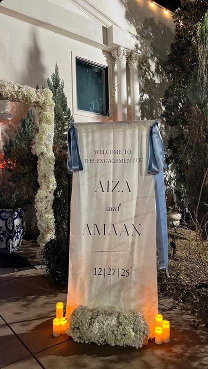 Beige Linen Welcome Sign