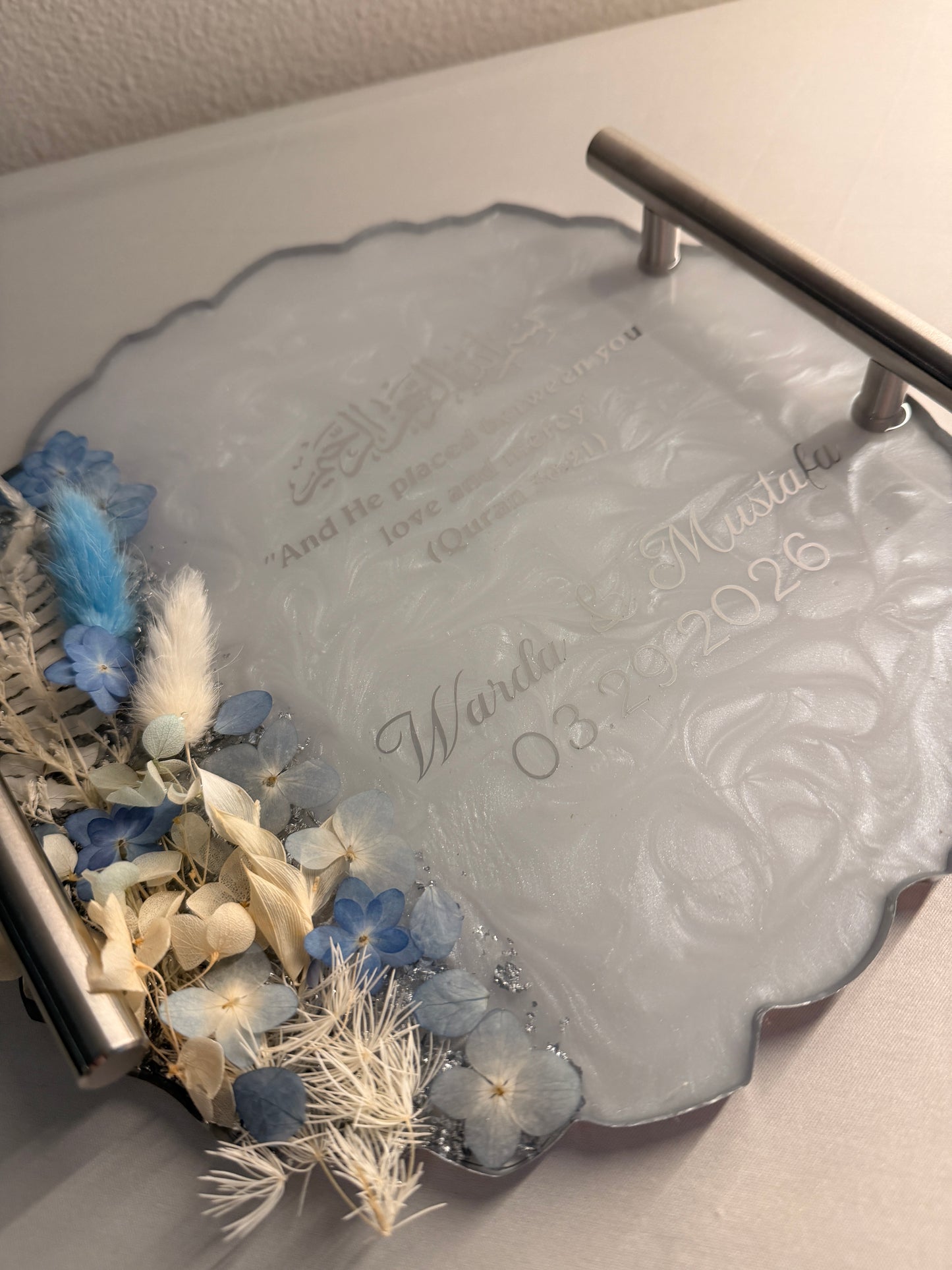 10in Silver Mandela Round Resin Tray