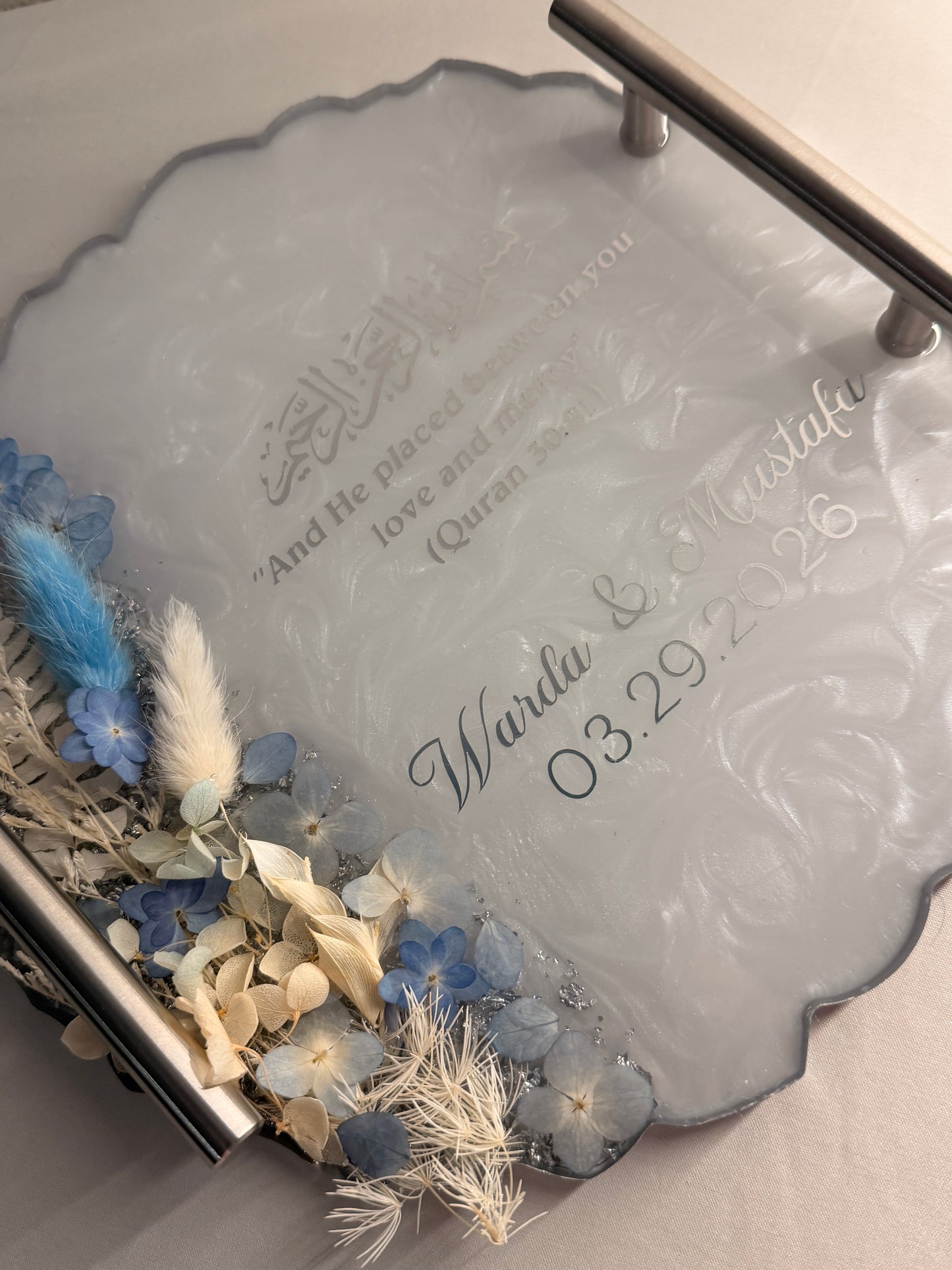 10in Silver Mandela Round Resin Tray