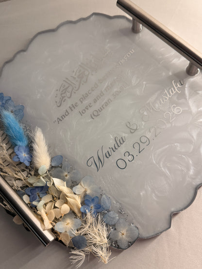 10in Silver Mandela Round Resin Tray