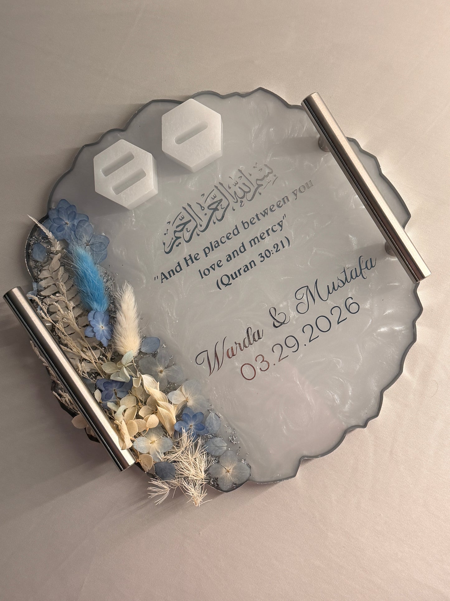 10in Silver Mandela Round Resin Tray