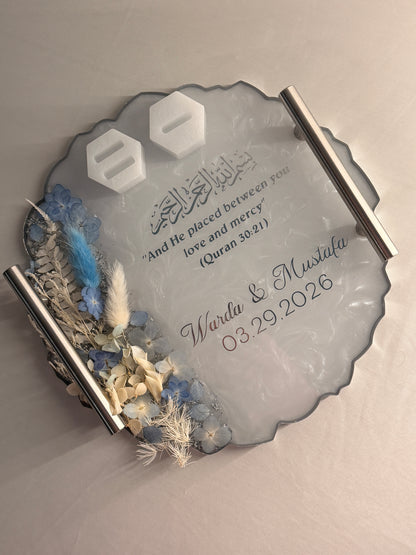 10in Silver Mandela Round Resin Tray