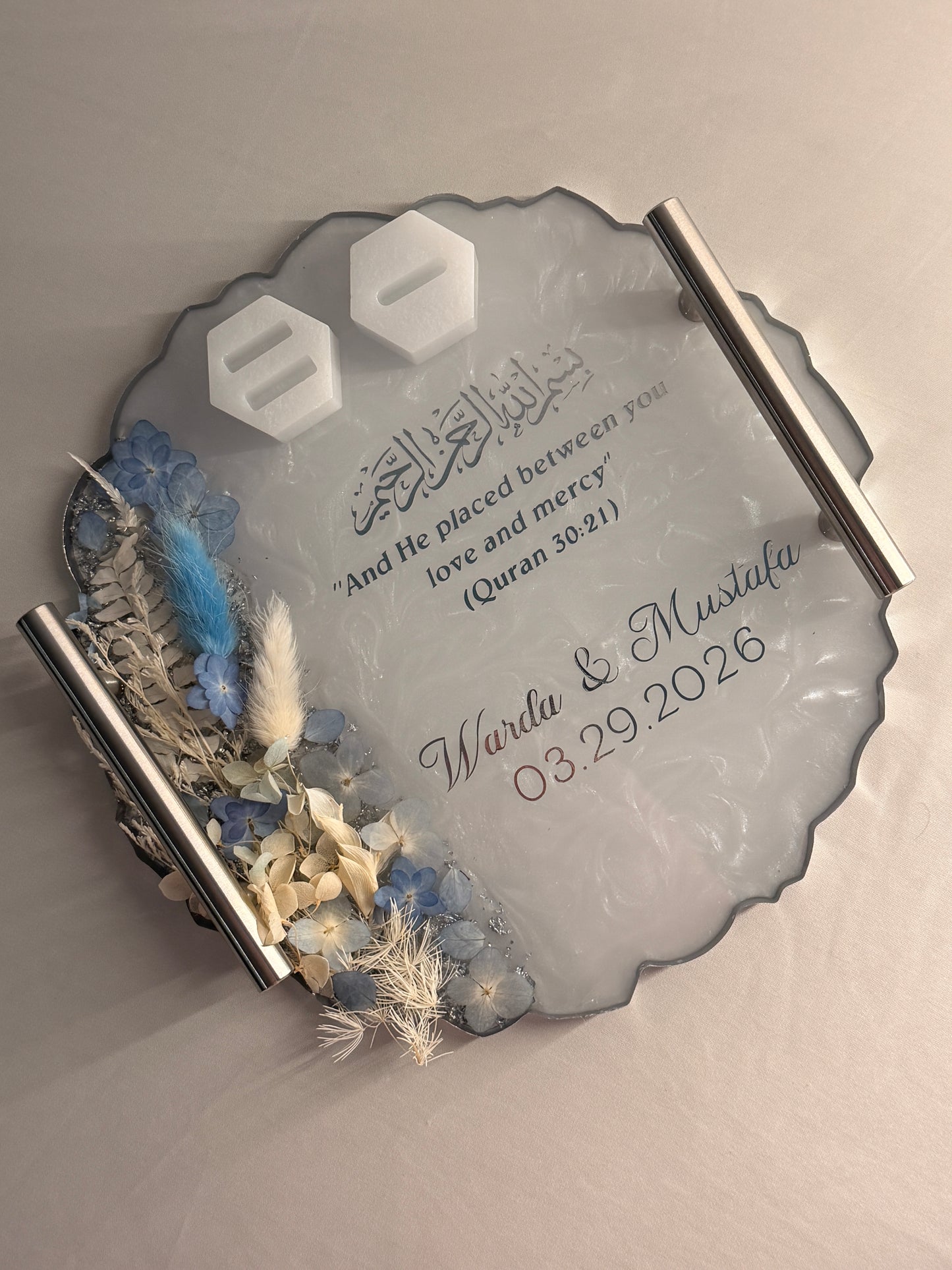 10in Silver Mandela Round Resin Tray