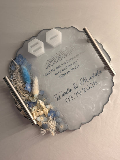 10in Silver Mandela Round Resin Tray