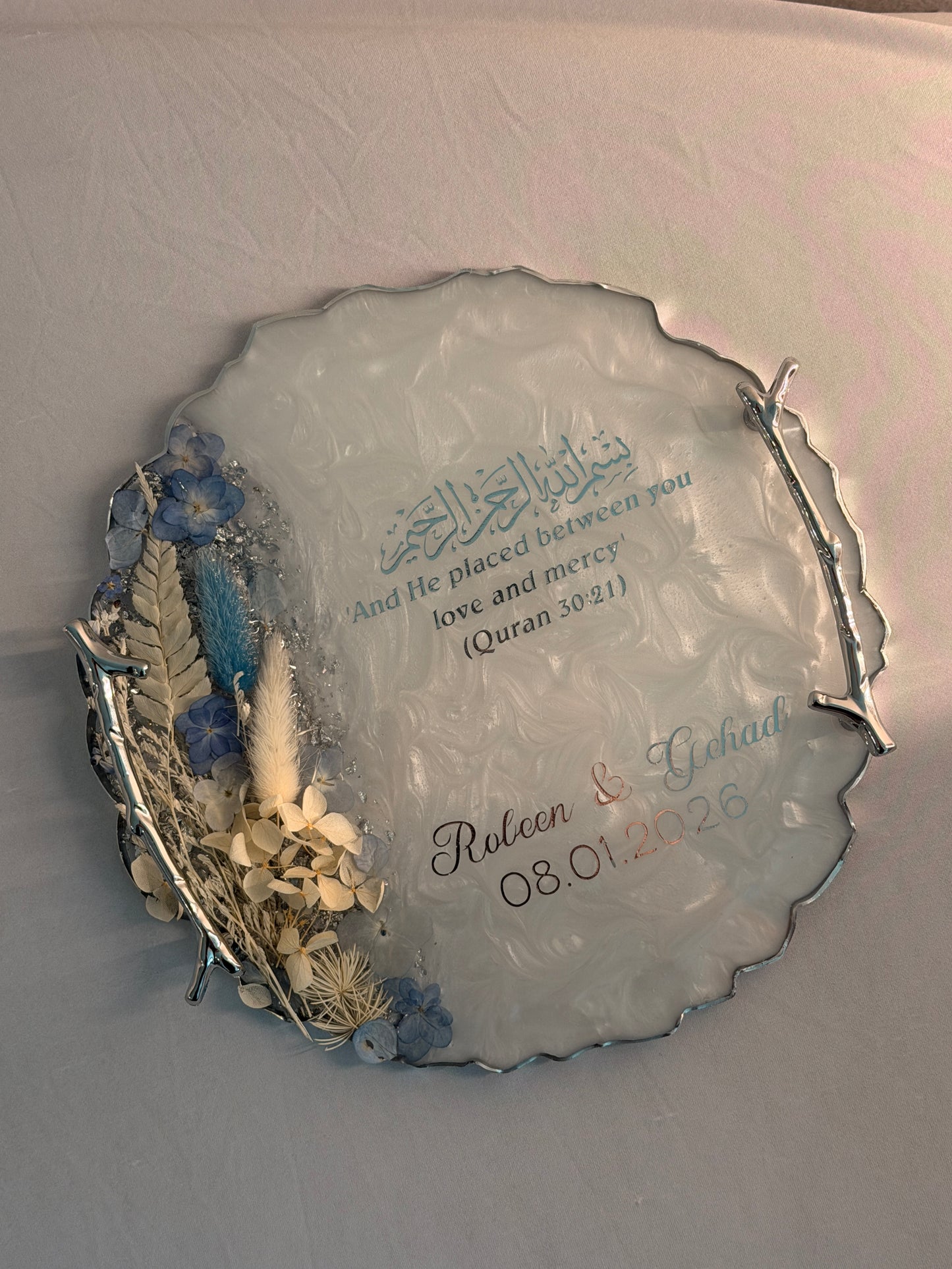 10in Silver Mandela Round Resin Tray