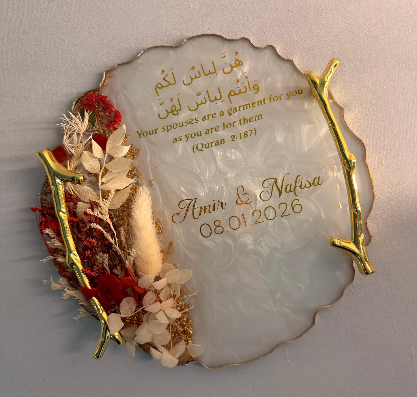 7in Gold Mandela Round Resin Tray
