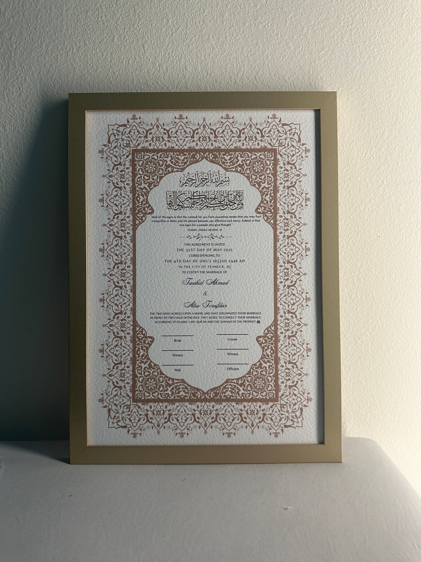 Luxury Nikkah Certificate - ZAREEN