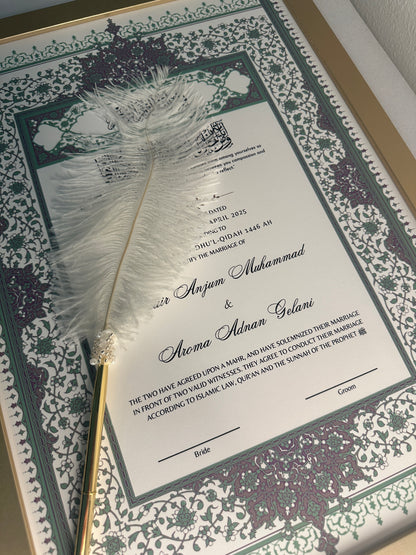 Luxury Nikkah Certificate - BAHAAR Forest Green