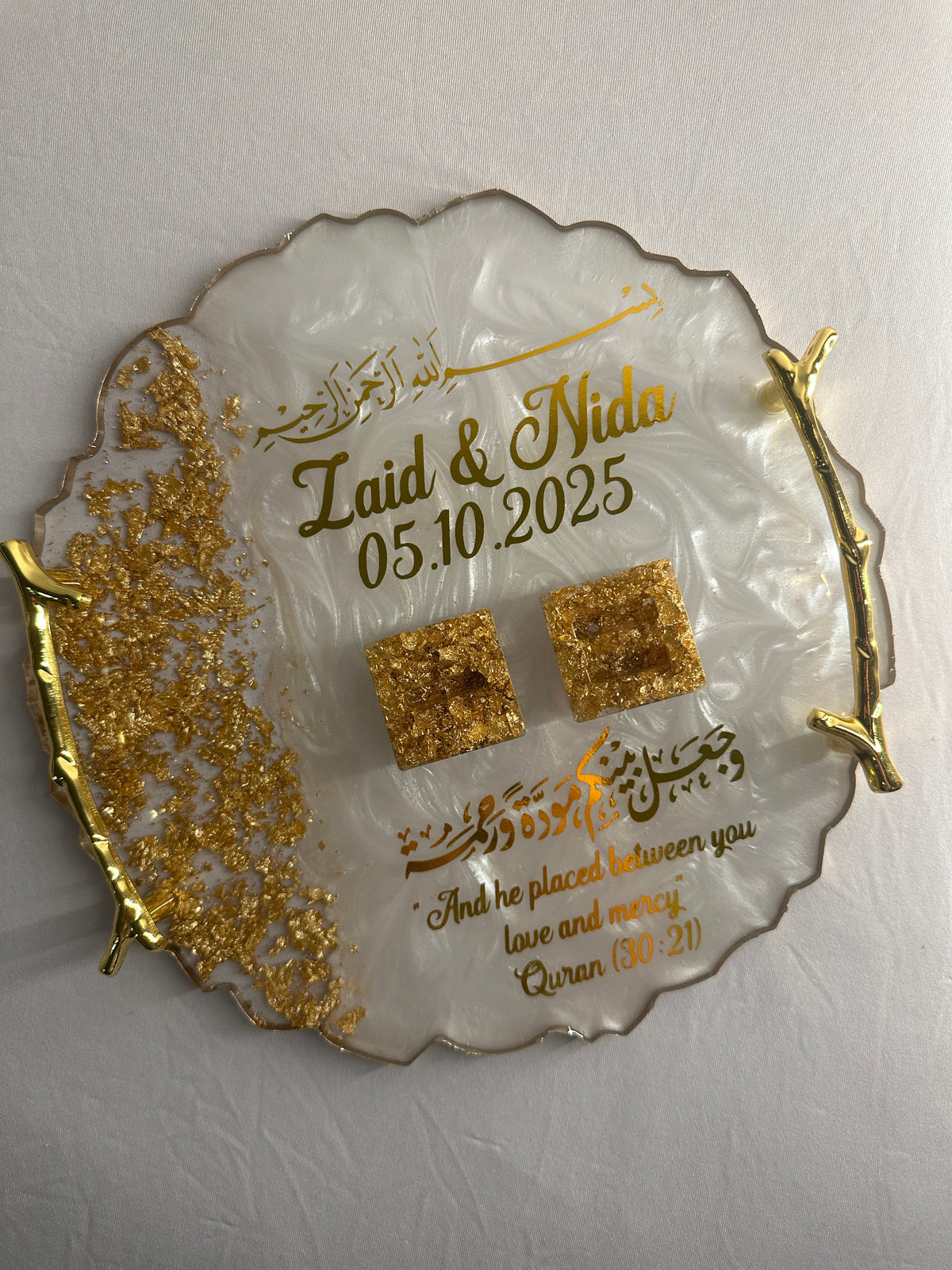 Gold Resin Tray - Qubool Crafts