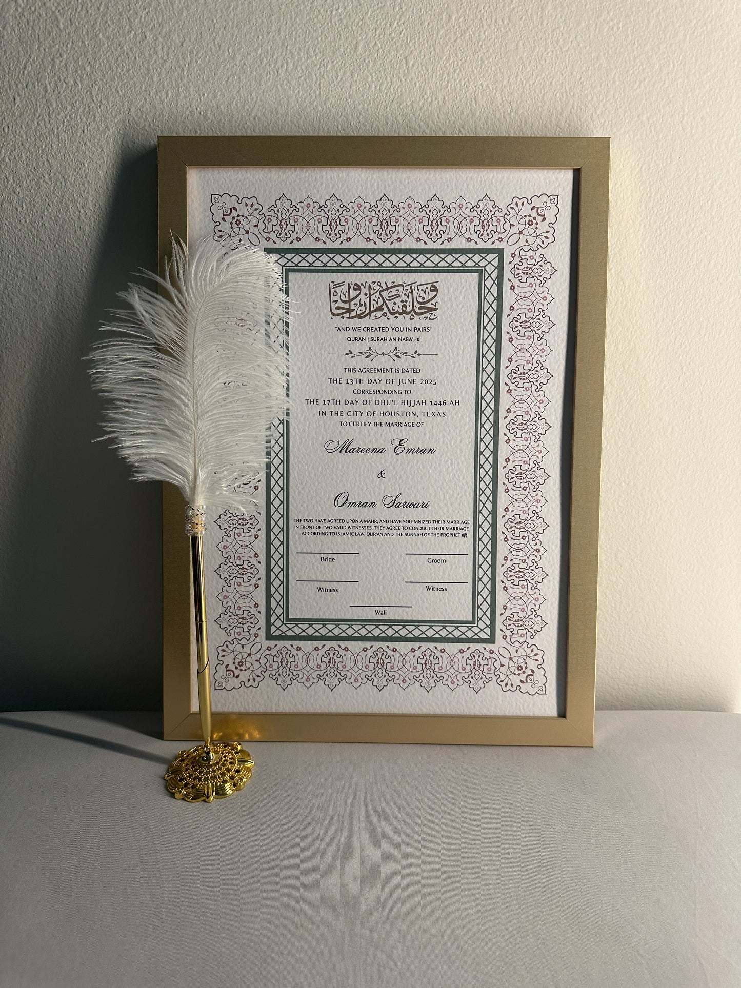 Luxury Nikkah Certificate - SHAB Pastel