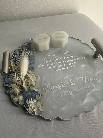 Silver Mandela Round Resin Tray