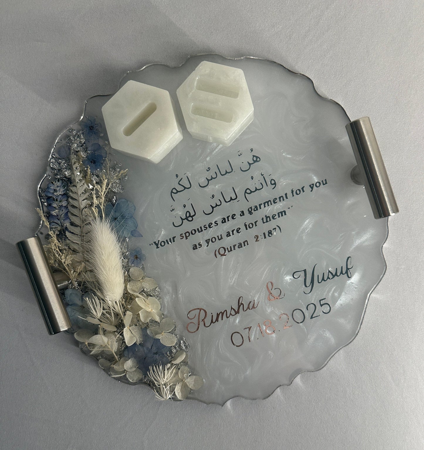Silver Mandela Round Resin Tray