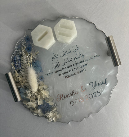 Silver Mandela Round Resin Tray