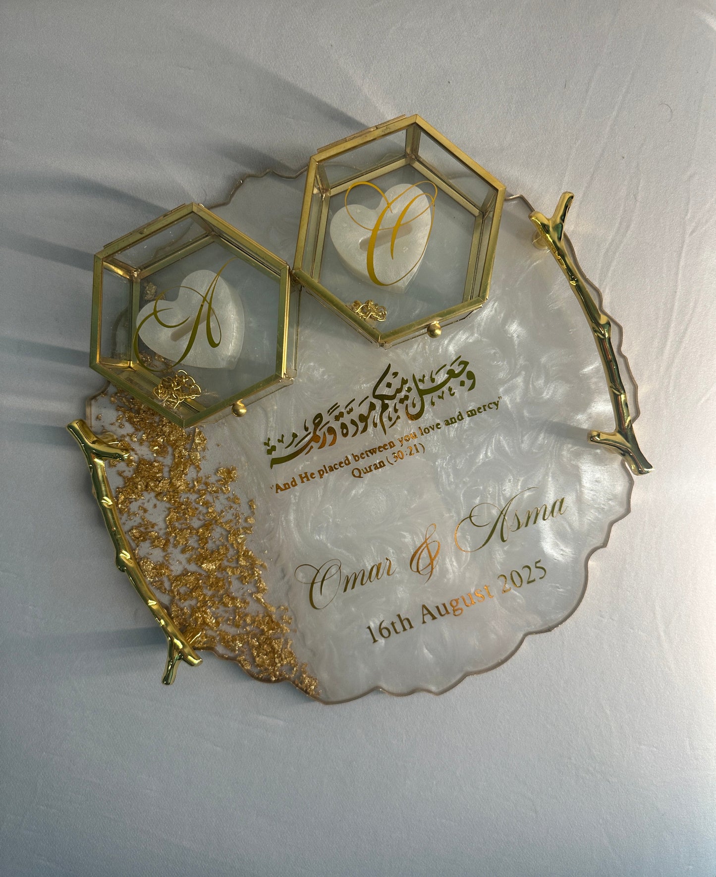 Gold White Resin Tray