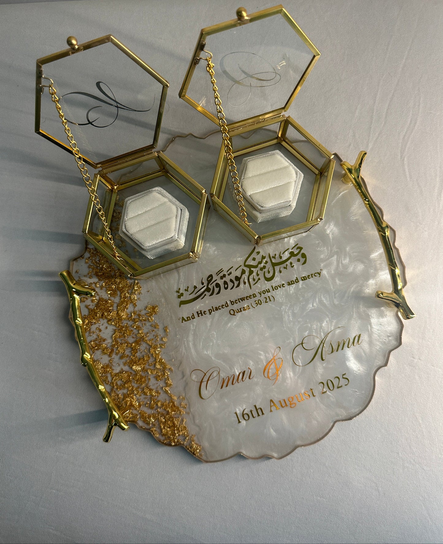 Gold White Resin Tray