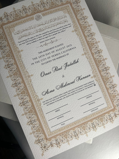 Luxury Nikkah Certificate - NOORA