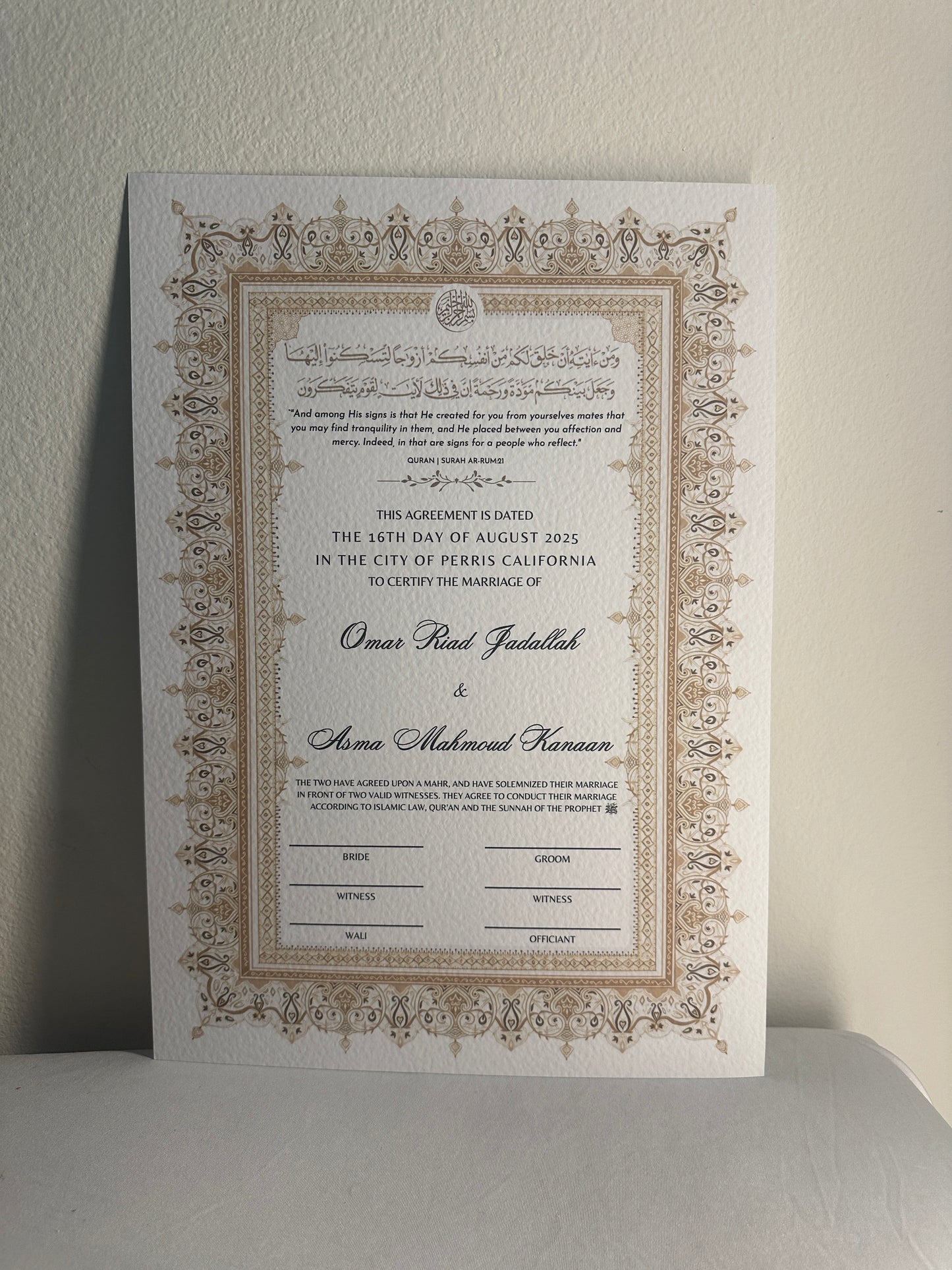 Luxury Nikkah Certificate - NOORA