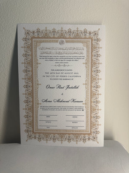 Luxury Nikkah Certificate - NOORA