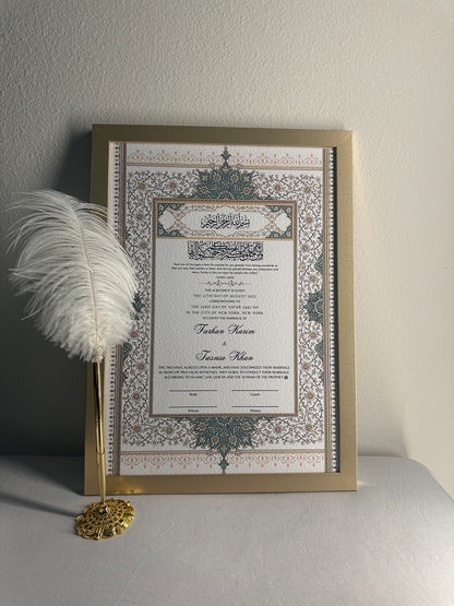 Luxury Nikkah Certificate - BAHAAR Sage Green