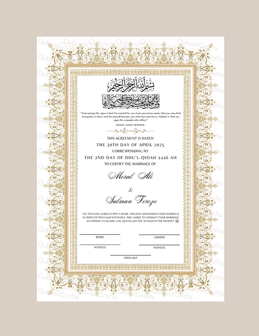 Luxury Nikkah Certificate - NOOR